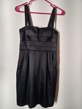 Hailey Logan Black Satin Pleated Bust Cocktail Dress S